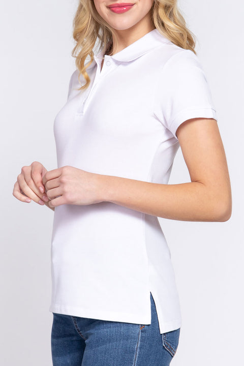 Basic Short Sleeveless Classic Polo Uniform Shirt