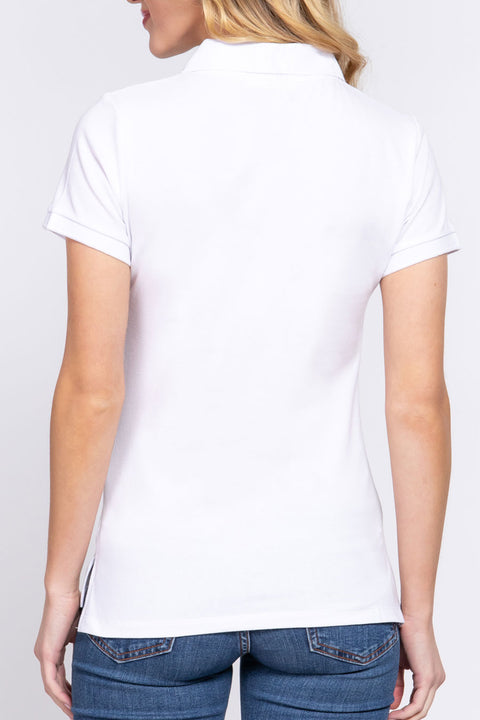Basic Short Sleeveless Classic Polo Uniform Shirt