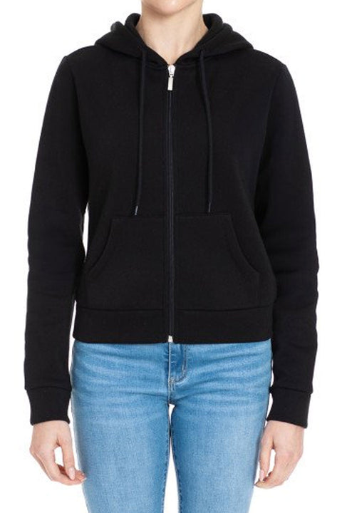 Basic Fleece Zip Up Long Sleeve Hoodie Jacket with Kangaroo Pocket