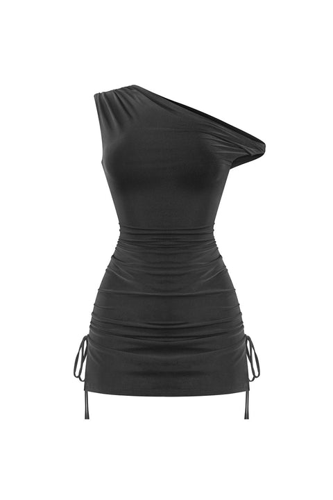 Tresser™ Off Shoulder Ruched Side Ties Mini Dress