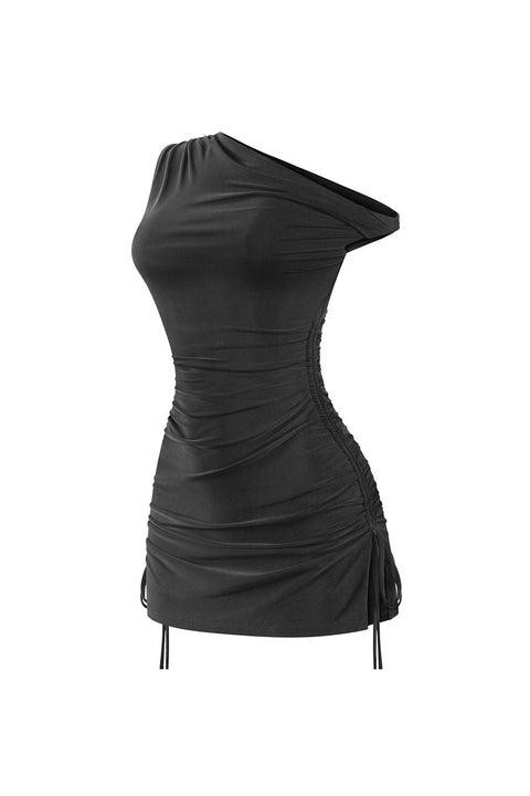 Tresser™ Off Shoulder Ruched Side Ties Mini Dress