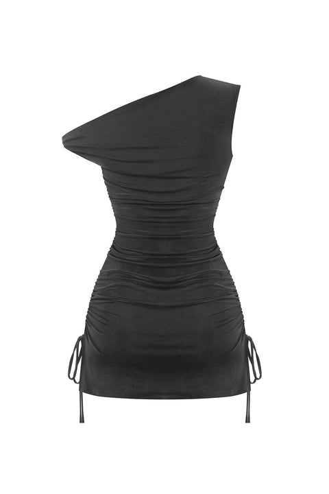 Tresser™ Off Shoulder Ruched Side Ties Mini Dress