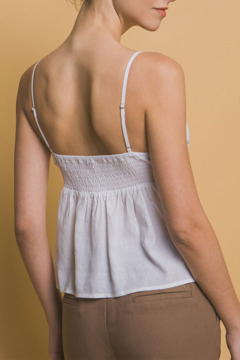 Bohemian Lace Trim Linen Top
