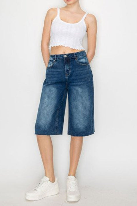 WAXJEAN Fade Wash Baggy Jorts with Great Stretch