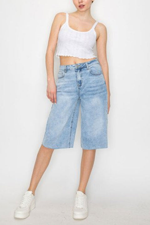 WAXJEAN Fade Wash Baggy Jorts with Great Stretch