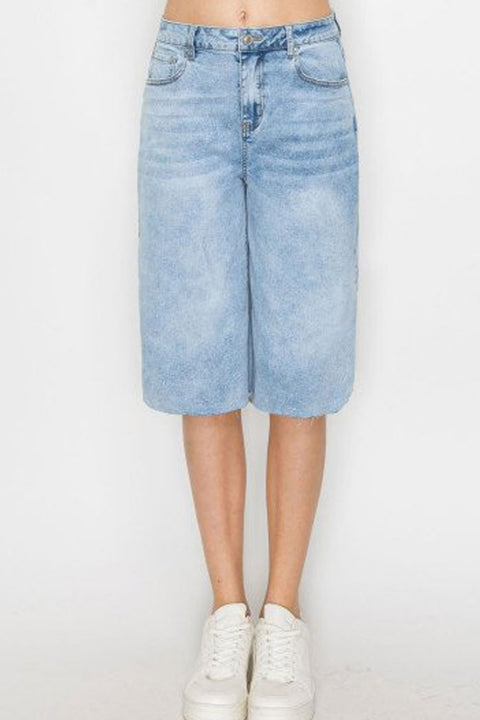 WAXJEAN Fade Wash Baggy Jorts with Great Stretch