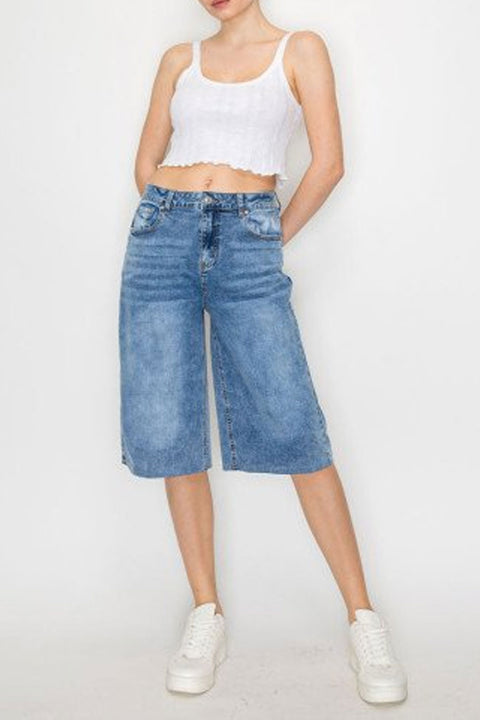 WAXJEAN Fade Wash Baggy Jorts with Great Stretch