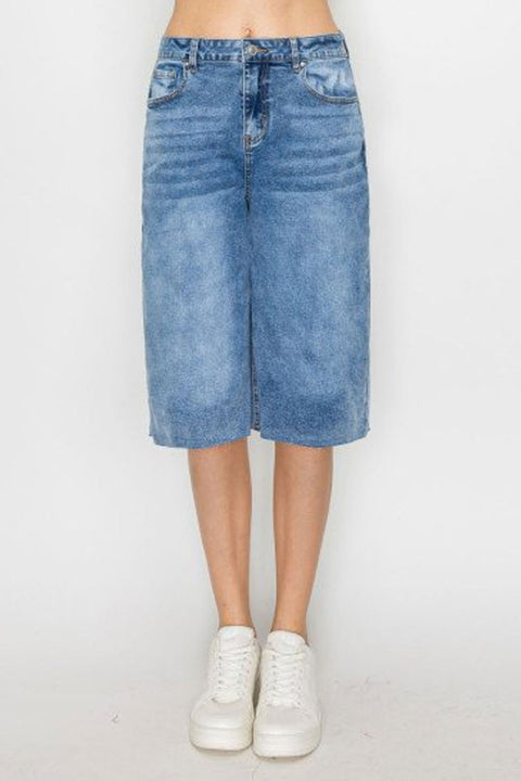 WAXJEAN Fade Wash Baggy Jorts with Great Stretch