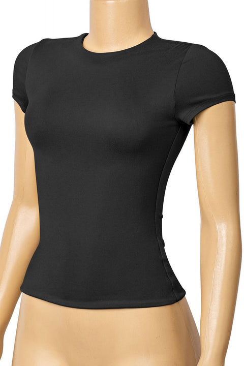 Tresser™ Short Sleeve Round Neck Solid Basic Top (Double-Layer)