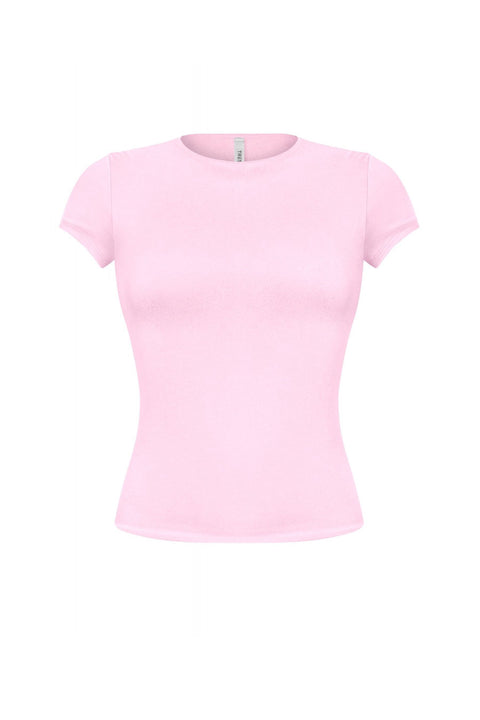 Tresser™ Short Sleeve Round Neck Solid Basic Top (Double-Layer)