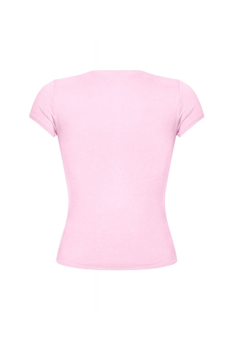 Tresser™ Short Sleeve Round Neck Solid Basic Top (Double-Layer)
