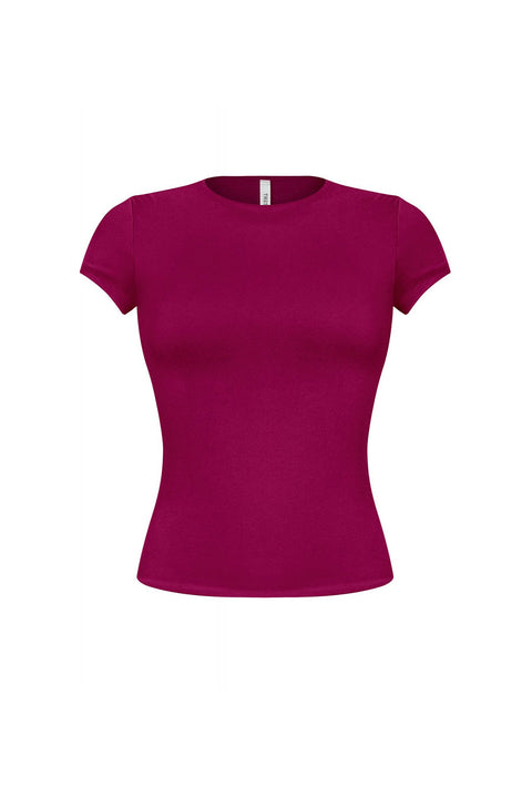 Tresser™ Short Sleeve Round Neck Solid Basic Top (Double-Layer)