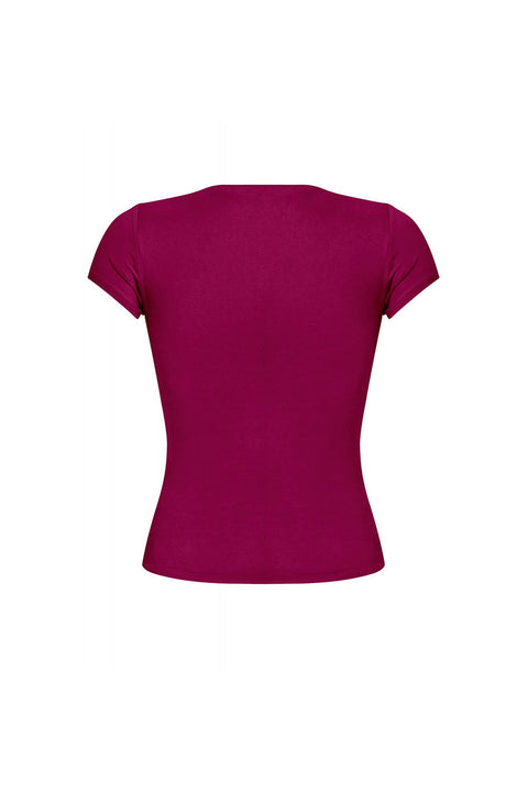 Tresser™ Short Sleeve Round Neck Solid Basic Top (Double-Layer)
