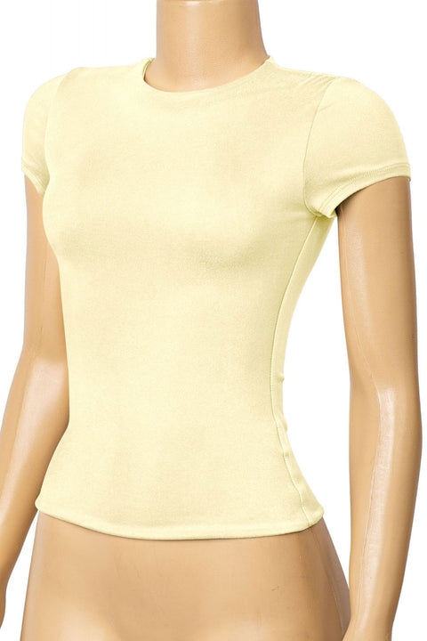 Tresser™ Short Sleeve Round Neck Solid Basic Top (Double-Layer)