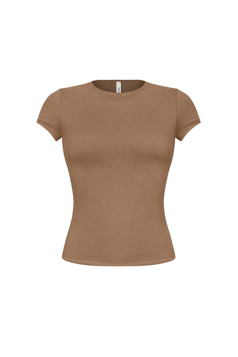 Tresser™ Short Sleeve Round Neck Solid Basic Top (Double-Layer)