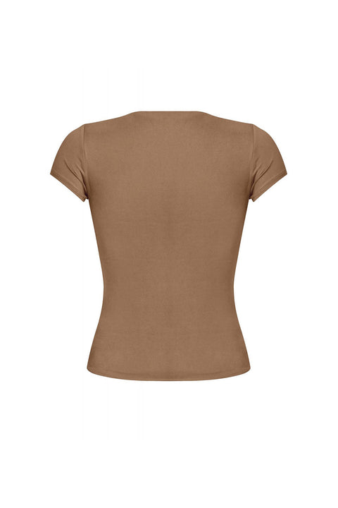 Tresser™ Short Sleeve Round Neck Solid Basic Top (Double-Layer)