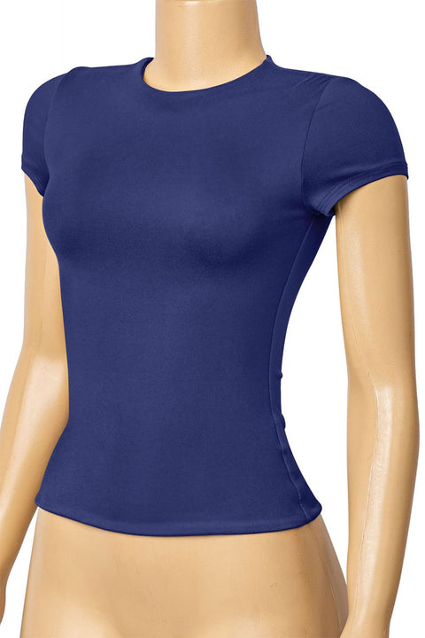 Tresser™ Short Sleeve Round Neck Solid Basic Top (Double-Layer)