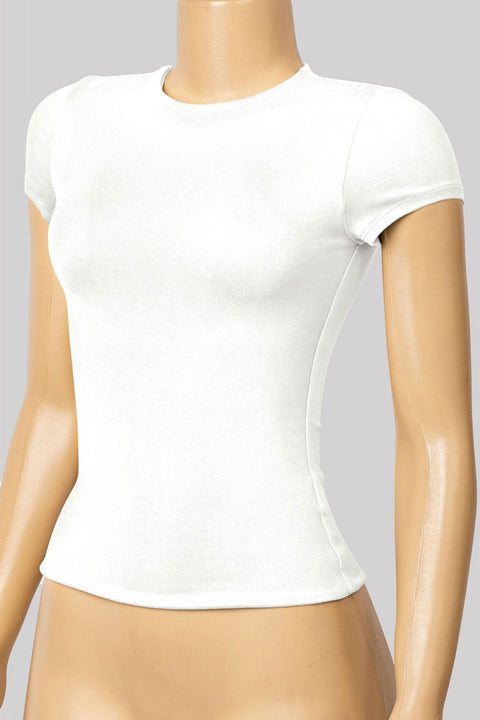 Tresser™ Short Sleeve Round Neck Solid Basic Top (Double-Layer)