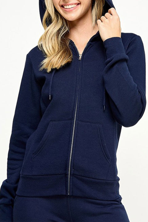 Basic Fleece Front Zip-Up Hoodie Sweatshirts Jacket with Super Soft Hand