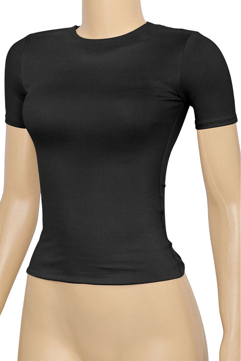 Tresser™ Short Sleeve Round Neck Basic Top (Double-Layer)