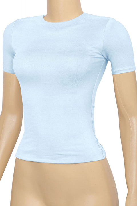 Tresser™ Short Sleeve Round Neck Basic Top (Double-Layer)