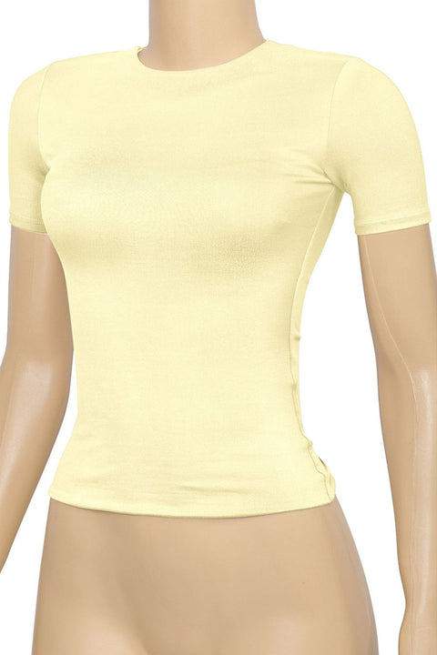 Tresser™ Short Sleeve Round Neck Basic Top (Double-Layer)