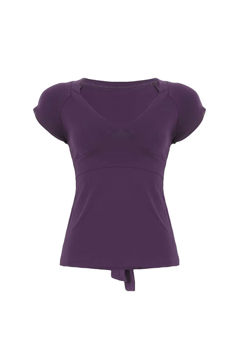 Y2K 2000s Plunging V-Neck Flowy Top with Back Tie