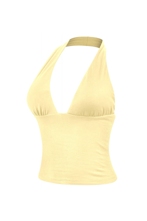 Tresser™ Sleeveless Halter Open Back Cropped Double-Layer Top