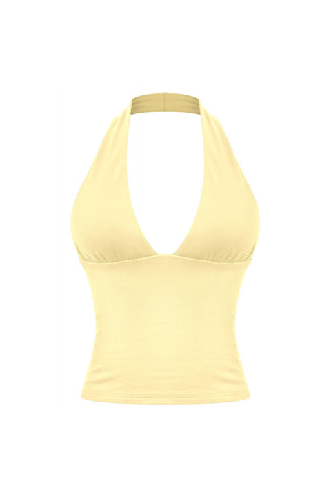 Tresser™ Sleeveless Halter Open Back Cropped Double-Layer Top