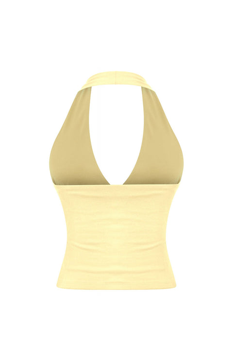 Tresser™ Sleeveless Halter Open Back Cropped Double-Layer Top