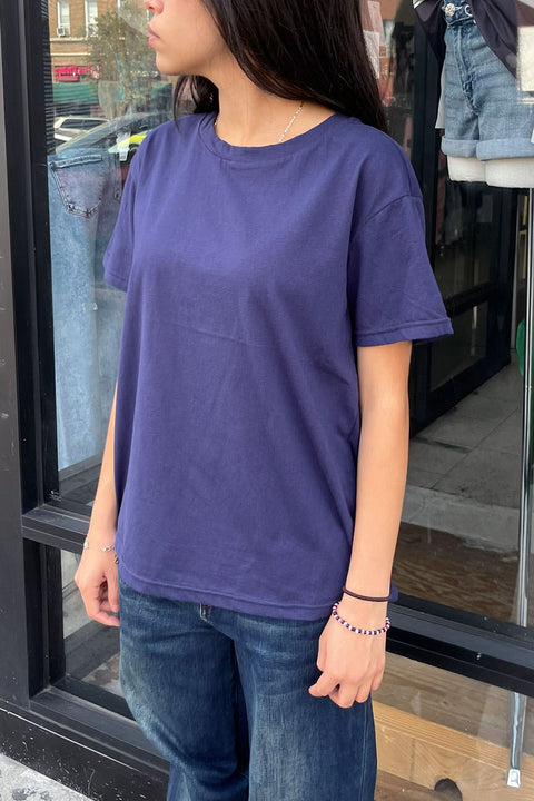 Basic Short Sleeve Round Neck Loose Fit Cotton Tee
