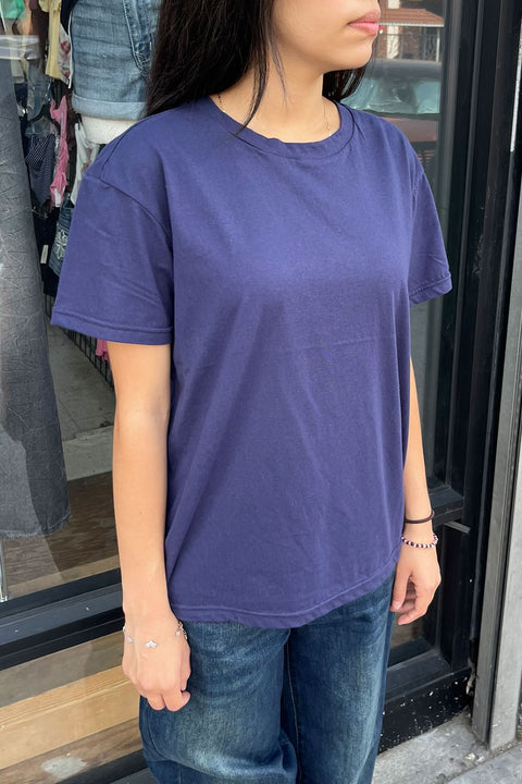 Basic Short Sleeve Round Neck Loose Fit Cotton Tee
