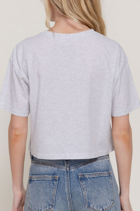 Basic Short Sleeve Oversize Crop Cotton Knit Tee