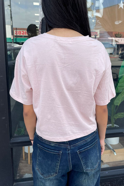 Basic Short Sleeve Oversize Crop Cotton Knit Tee