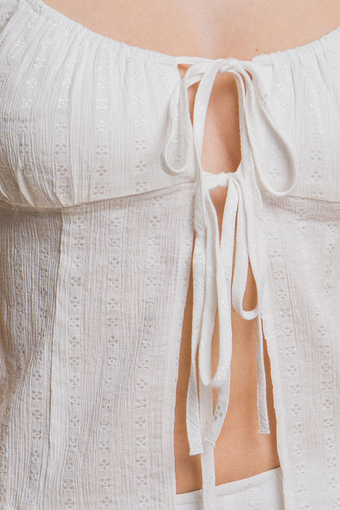 Bohemian Style Textured Tie-Front Sleeveless Top