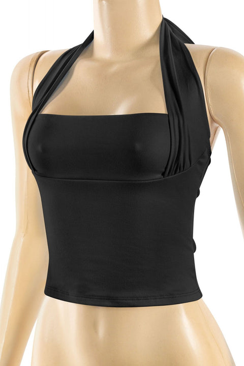 Tresser™ Sleeveless Square Neck Halter Crop Double-Layer Top (Double-Layer)