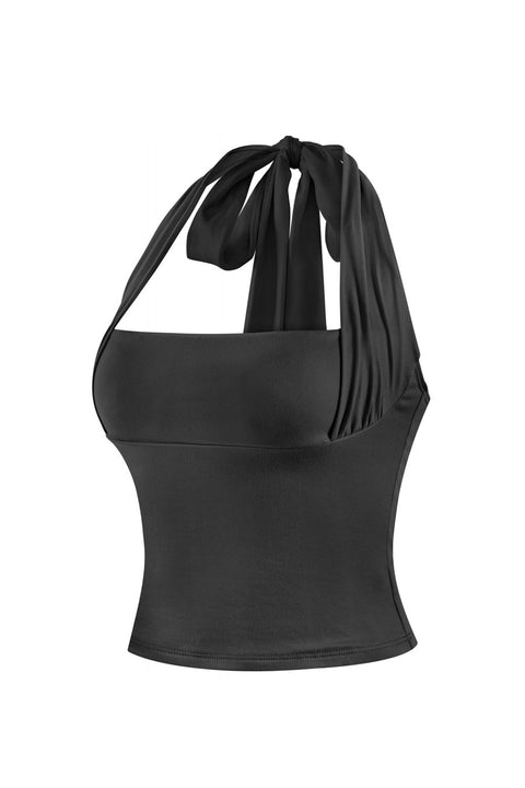 Tresser™ Sleeveless Square Neck Halter Crop Double-Layer Top (Double-Layer)