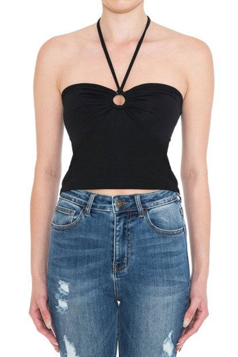 2000s O-Ring Halter Strap Crop Tube Top