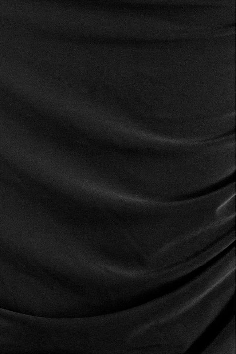 Tresser™ Asymmetrical Off Shoulder Ruched Side Ties Mini Dress
