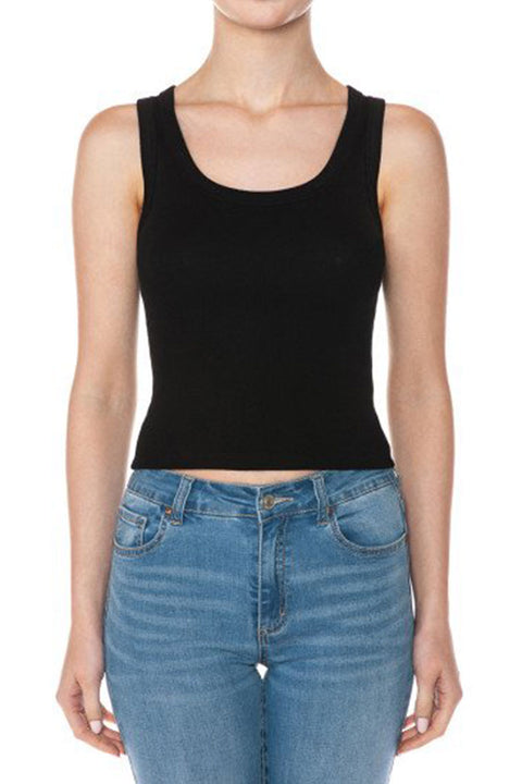 Basic Scoop Neck Ribbed Tank Top