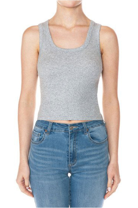 Basic Scoop Neck Ribbed Tank Top