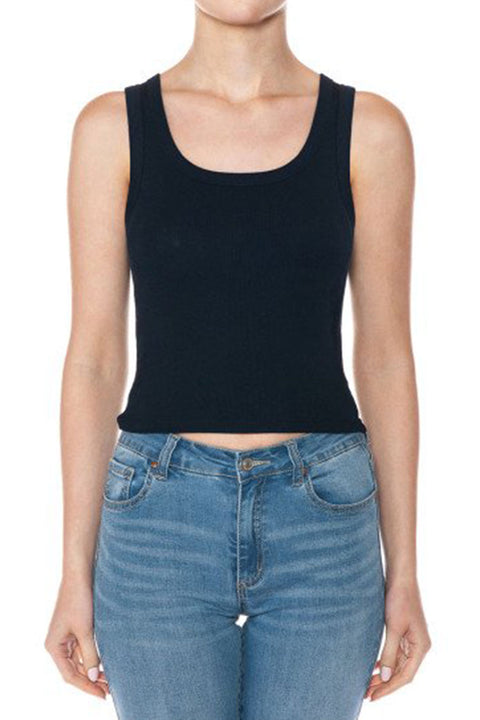 Basic Scoop Neck Ribbed Tank Top