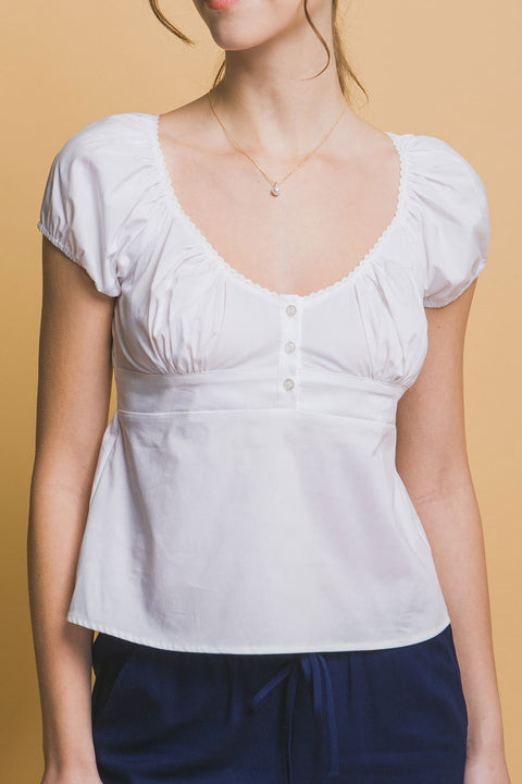 Clean Girl Short Puff Sleeve Babydoll Shirt