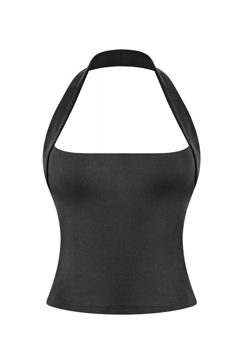 Tresser™ Sleeveless Square Neck Halter Crop Top (Double-Layer)