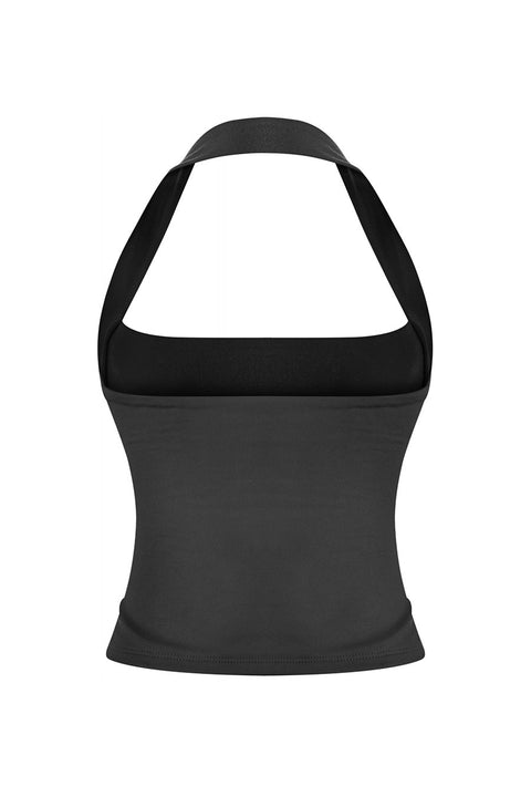 Tresser™ Sleeveless Square Neck Halter Crop Top (Double-Layer)