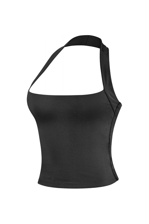 Tresser™ Sleeveless Square Neck Halter Crop Top (Double-Layer)