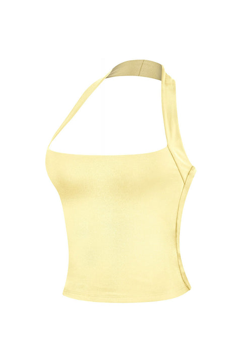 Tresser™ Sleeveless Square Neck Halter Crop Top (Double-Layer)