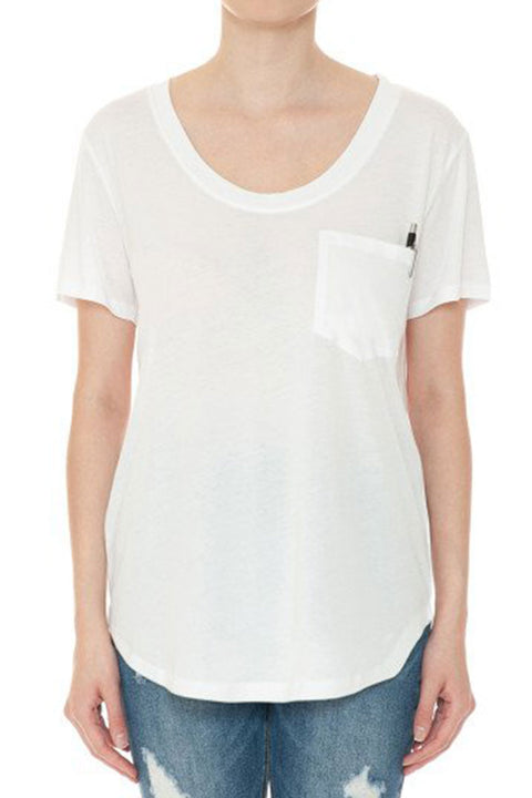 Basic Oversized Round Neck Short Sleeve T-Shirt with Front Pocket