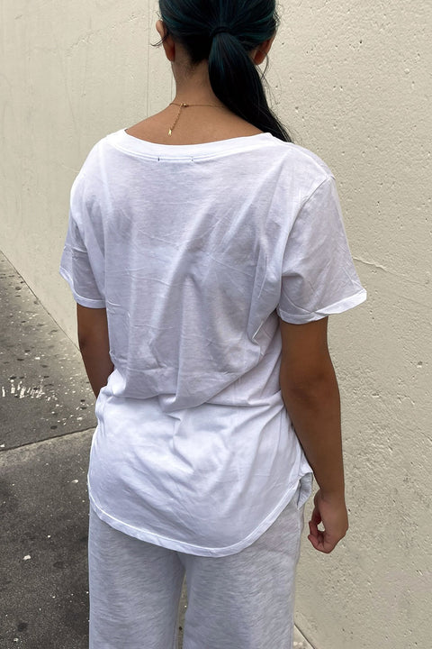 Basic Oversized Round Neck Short Sleeve T-Shirt with Front Pocket