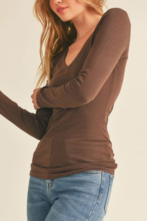 Basic V-Neck Long Sleeve Top